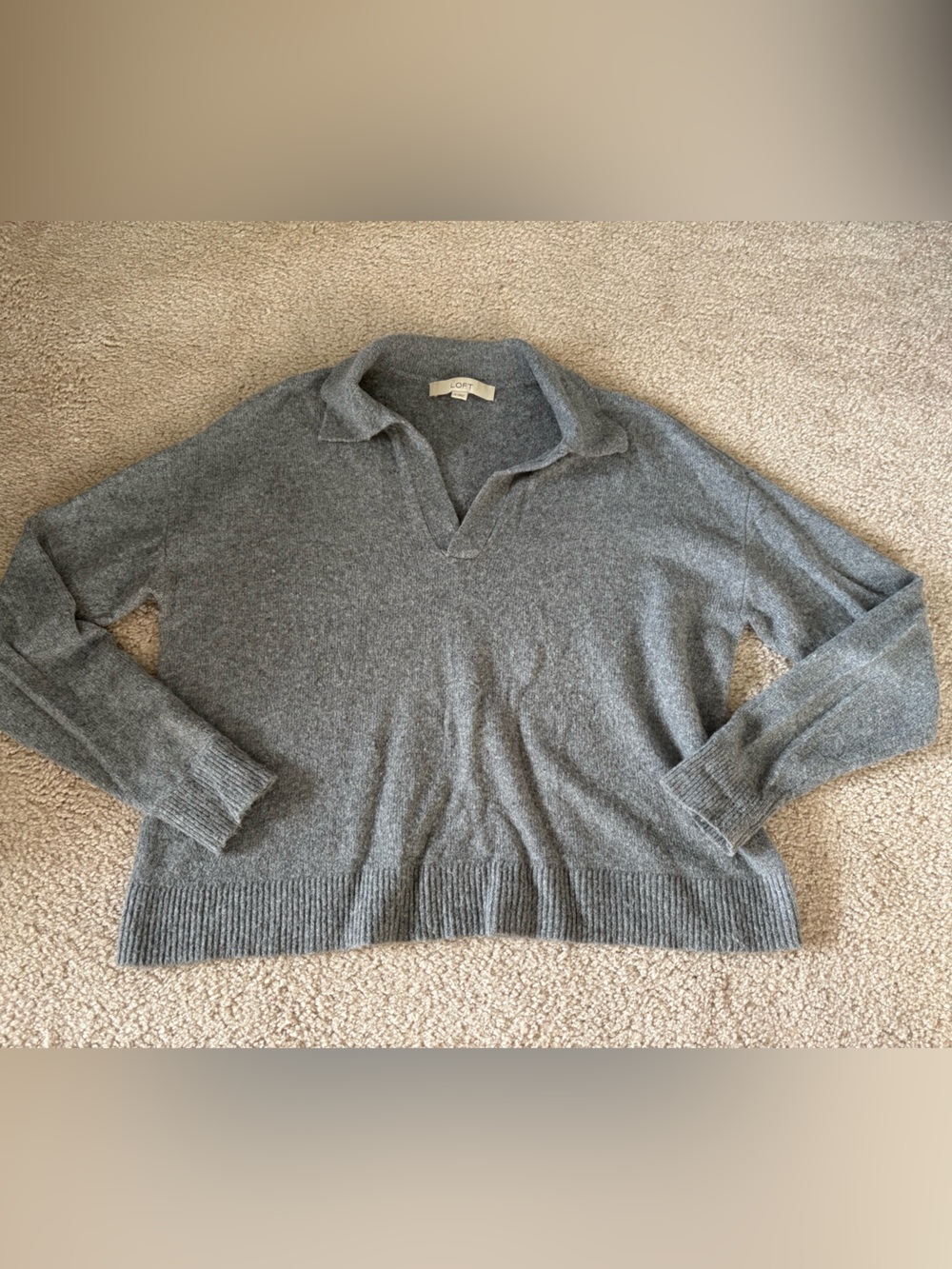 LOFT Gray Collared Sweater